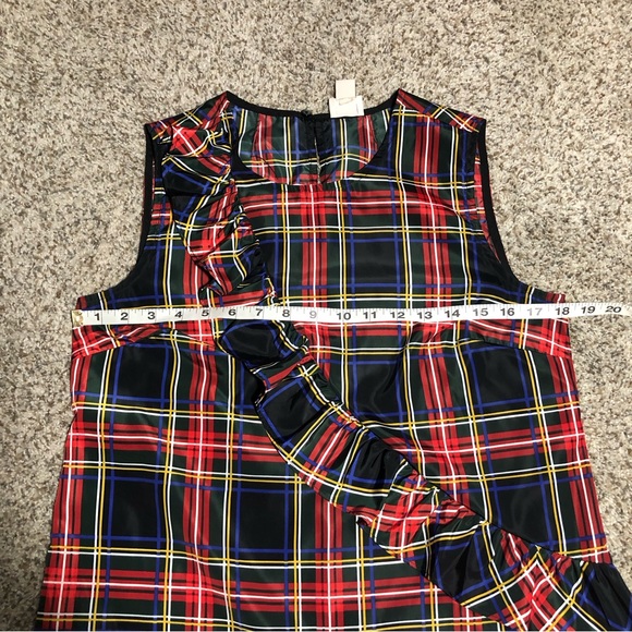 J. Crew Tartan Plaid Ruffle Sleeveless Top- 4 - Picture 6 of 6